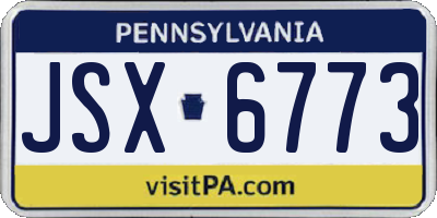 PA license plate JSX6773