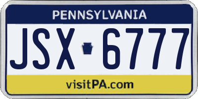 PA license plate JSX6777