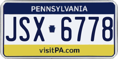 PA license plate JSX6778