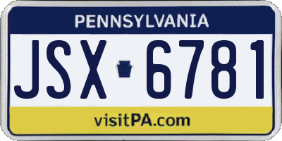 PA license plate JSX6781