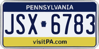 PA license plate JSX6783