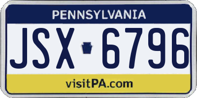 PA license plate JSX6796