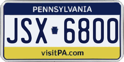 PA license plate JSX6800
