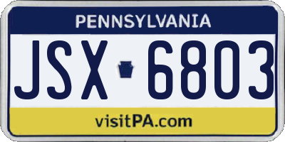 PA license plate JSX6803