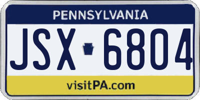 PA license plate JSX6804