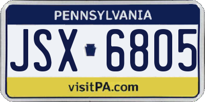PA license plate JSX6805