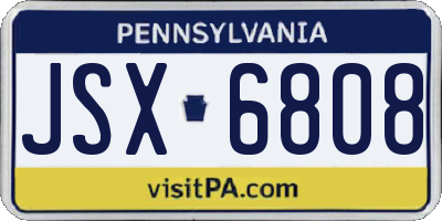 PA license plate JSX6808
