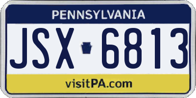 PA license plate JSX6813