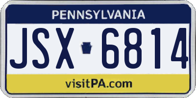 PA license plate JSX6814