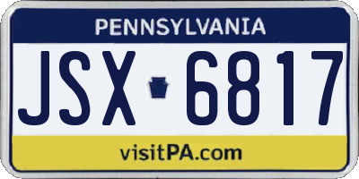 PA license plate JSX6817