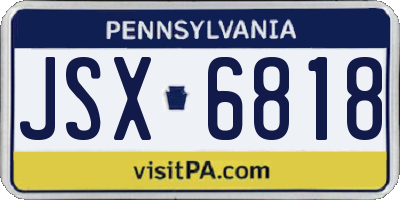 PA license plate JSX6818