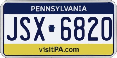 PA license plate JSX6820