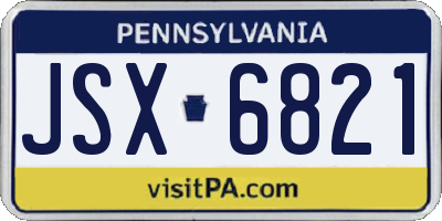 PA license plate JSX6821