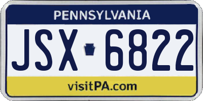 PA license plate JSX6822