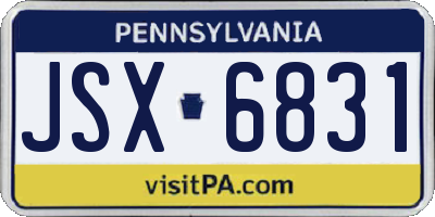 PA license plate JSX6831