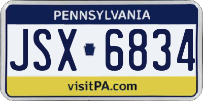PA license plate JSX6834
