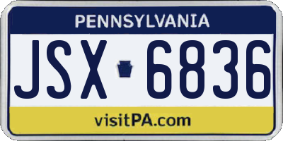 PA license plate JSX6836