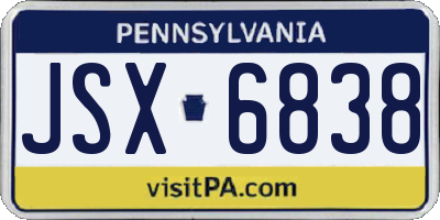PA license plate JSX6838