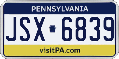 PA license plate JSX6839