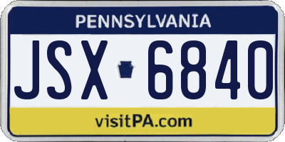 PA license plate JSX6840