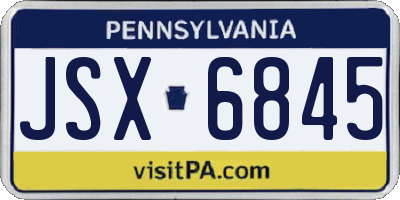 PA license plate JSX6845