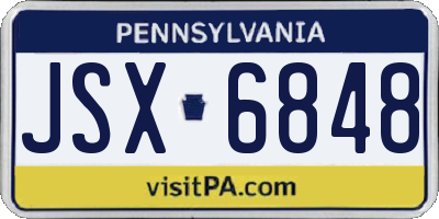 PA license plate JSX6848