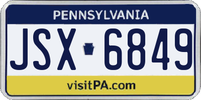 PA license plate JSX6849