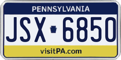 PA license plate JSX6850