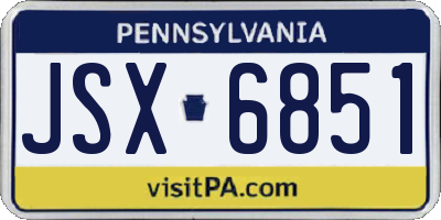 PA license plate JSX6851