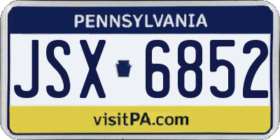 PA license plate JSX6852