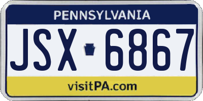 PA license plate JSX6867