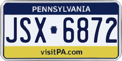 PA license plate JSX6872