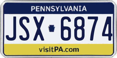 PA license plate JSX6874
