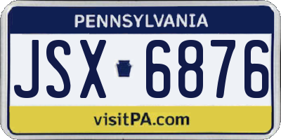 PA license plate JSX6876