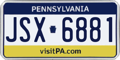 PA license plate JSX6881