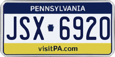 PA license plate JSX6920