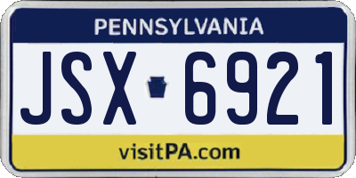 PA license plate JSX6921