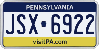 PA license plate JSX6922