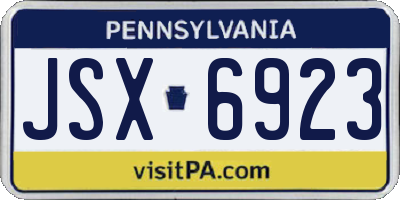 PA license plate JSX6923