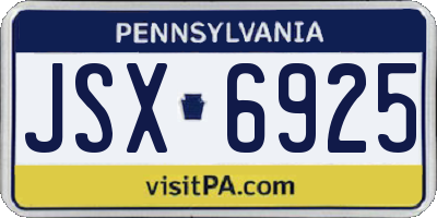 PA license plate JSX6925