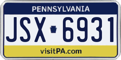 PA license plate JSX6931