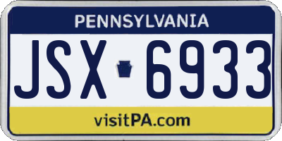 PA license plate JSX6933