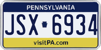 PA license plate JSX6934