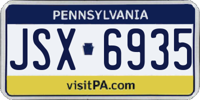 PA license plate JSX6935