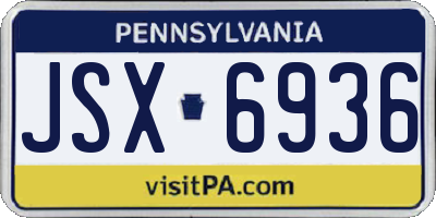 PA license plate JSX6936