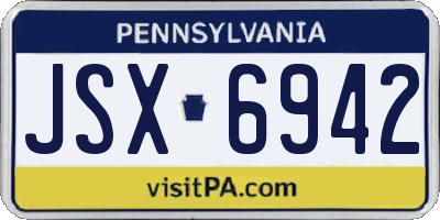 PA license plate JSX6942