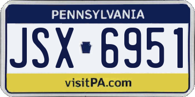 PA license plate JSX6951