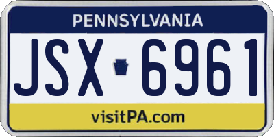PA license plate JSX6961