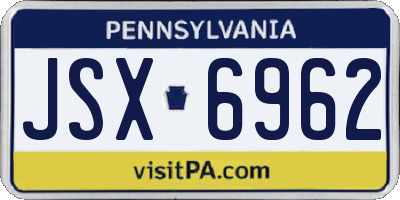 PA license plate JSX6962