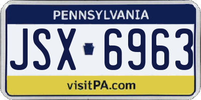 PA license plate JSX6963